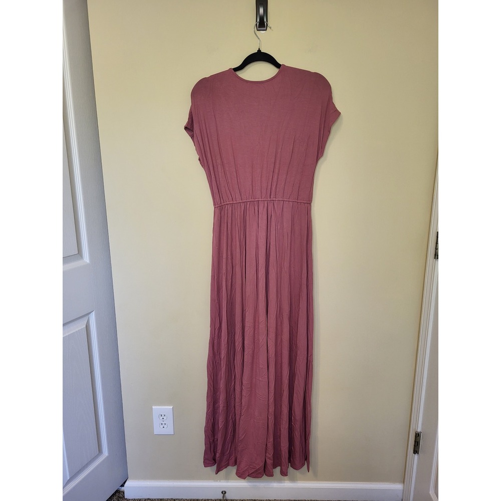 Lulus Lost in Paradise Rose Pink V-Neck Maxi Dress Size Medium NWT - Picture 5 of 5